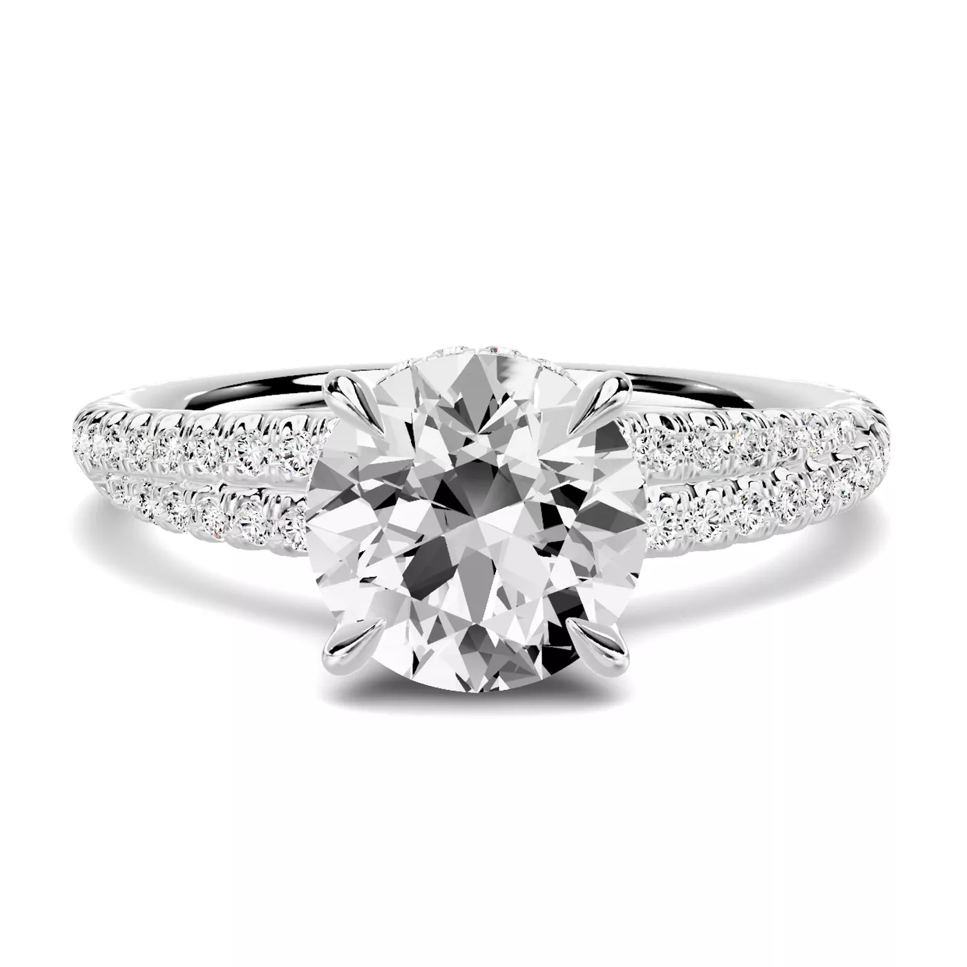 Avalon Double Pavé Crossover Hidden Halo Engagement Ring - 14K