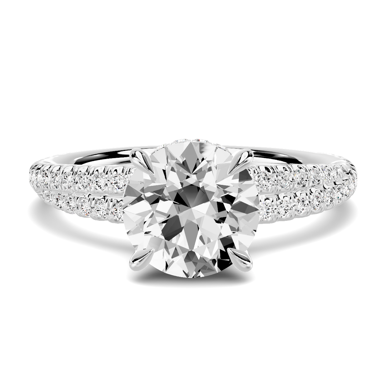 Avalon Double Pavé Crossover Hidden Halo Engagement Ring - 14K