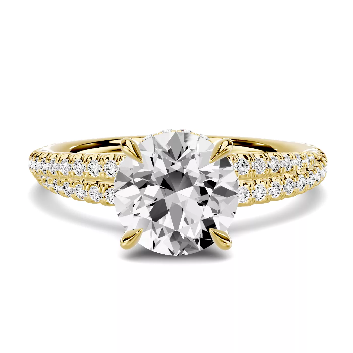 Avalon Double Pavé Crossover Hidden Halo Engagement Ring - 14K