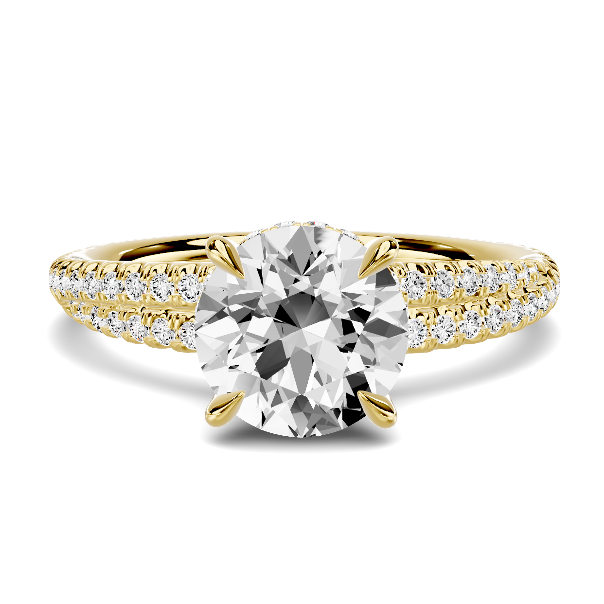 Avalon Double Pavé Crossover Hidden Halo Engagement Ring - 14K
