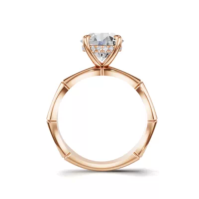 Bamboo Hidden Halo Engagement Ring