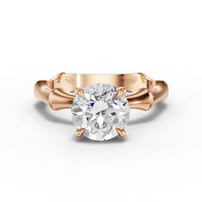 Bamboo Hidden Halo Engagement Ring