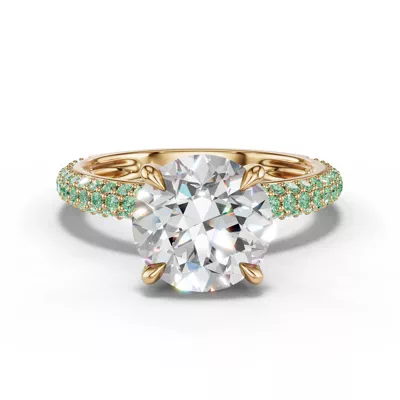 Selora Fancy Green Pavé Lab Diamond Rolled Pavé  Engagement Ring