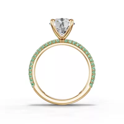 Selora Fancy Green Pavé Lab Diamond Rolled Pavé  Engagement Ring