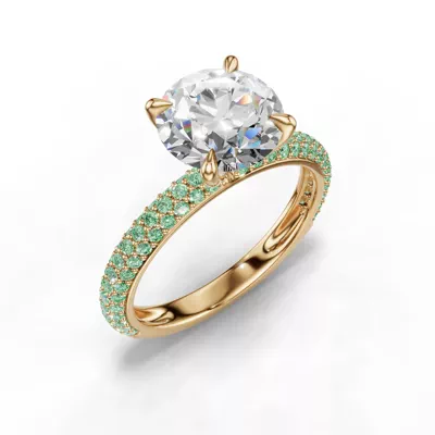Selora Fancy Green Pavé Lab Diamond Rolled Pavé  Engagement Ring