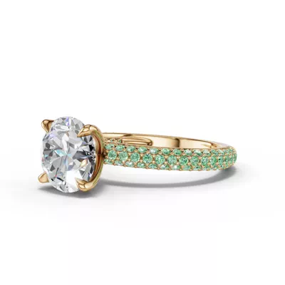 Selora Fancy Green Pavé Lab Diamond Rolled Pavé  Engagement Ring