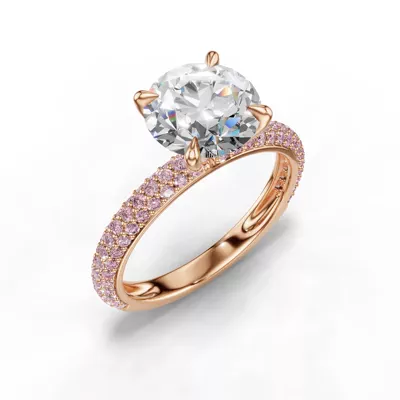 Selora Fancy Pink Pavé Lab Diamond Rolled Pavé  Engagement Ring