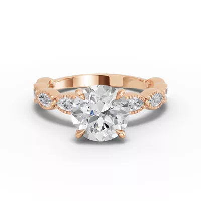Maren Milgrain Marquise Lab Diamond Engagement Ring