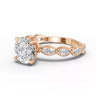 Maren Milgrain Marquise Lab Diamond Engagement Ring