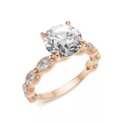 Maren Milgrain Marquise Diamond Engagement Ring