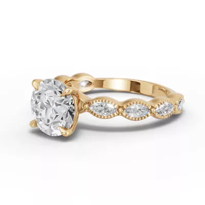 Maren Milgrain Marquise Lab Diamond Engagement Ring