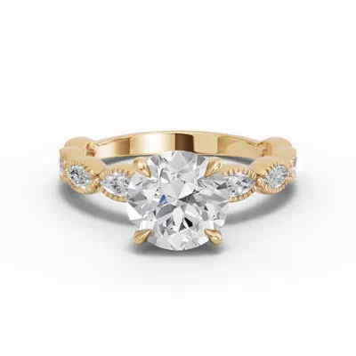 Maren Milgrain Marquise Diamond Engagement Ring