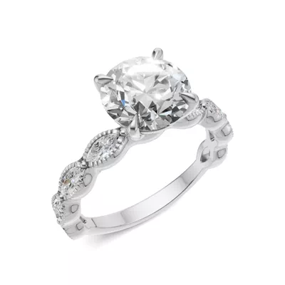 Maren Milgrain Marquise Lab Diamond Engagement Ring
