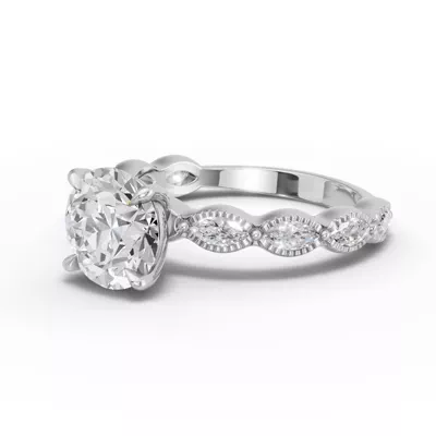 Maren Milgrain Marquise Lab Diamond Engagement Ring