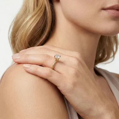 Stellora Crossover Solitaire Engagement Ring