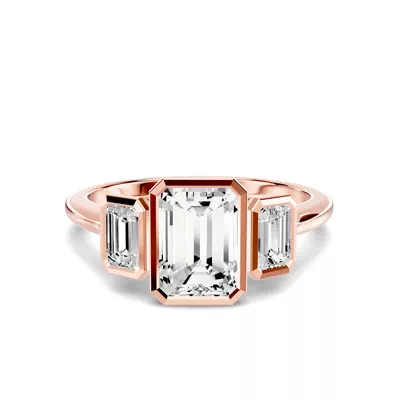 Montero Emerald-Cut Bezel Three-Stone Lab Diamond Engagement Ring (.50 ct. tw.)