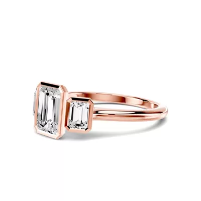 Montero Emerald-Cut Bezel Three-Stone Lab Diamond Engagement Ring (.50 ct. tw.)