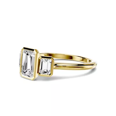 Montero Emerald-Cut Bezel Three-Stone Lab Diamond Engagement Ring (.50 ct. tw.)