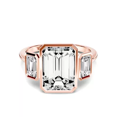 Montero Emerald-Cut Bezel Three-Stone Lab Diamond Engagement Ring (.75 ct. tw.)