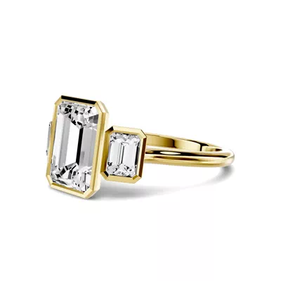 Montero Emerald-Cut Bezel Three-Stone Lab Diamond Engagement Ring (.75 ct. tw.)