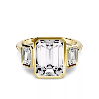 Montero Emerald-Cut Bezel Three-Stone Lab Diamond Engagement Ring (.75 ct. tw.)