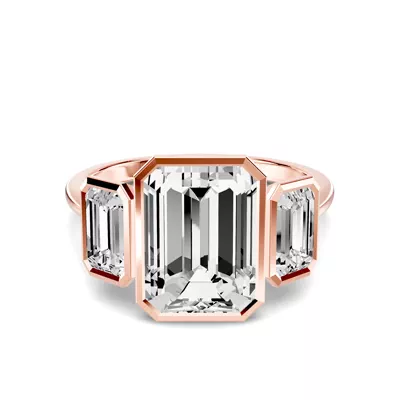 Montero Emerald-Cut Bezel Three-Stone Lab Diamond Engagement Ring (1.00 ct. tw.)