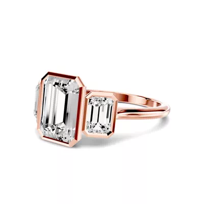 Montero Emerald-Cut Bezel Three-Stone Lab Diamond Engagement Ring (1.00 ct. tw.)