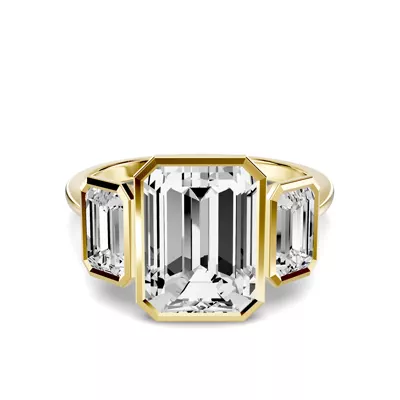Montero Emerald-Cut Bezel Three-Stone Lab Diamond Engagement Ring (1.00 ct. tw.)