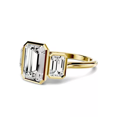 Montero Emerald-Cut Bezel Three-Stone Lab Diamond Engagement Ring (1.00 ct. tw.)
