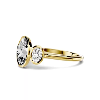 Montero Oval Bezel Three-Stone Lab Diamond Engagement Ring (.50 ct. tw.)