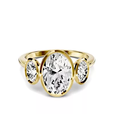 Montero Oval Bezel Three-Stone Lab Diamond Engagement Ring (.50 ct. tw.)