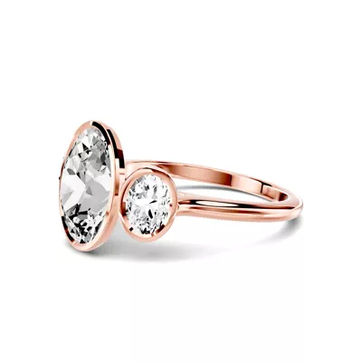 Montero Oval Bezel Three-Stone Lab Diamond Engagement Ring (.75 ct. tw.)
