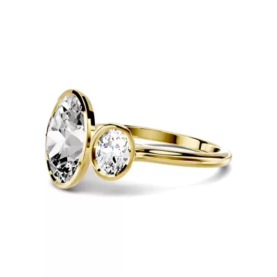 Montero Oval Bezel Three-Stone Lab Diamond Engagement Ring (.75 ct. tw.)