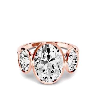 Montero Oval Bezel Three-Stone Lab Diamond Engagement Ring (1.00 ct. tw.)