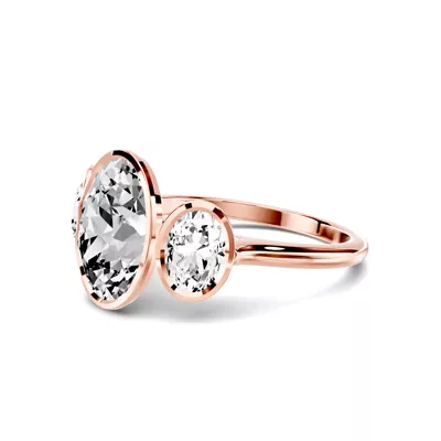 Montero Oval Bezel Three-Stone Lab Diamond Engagement Ring (1.00 ct. tw.)