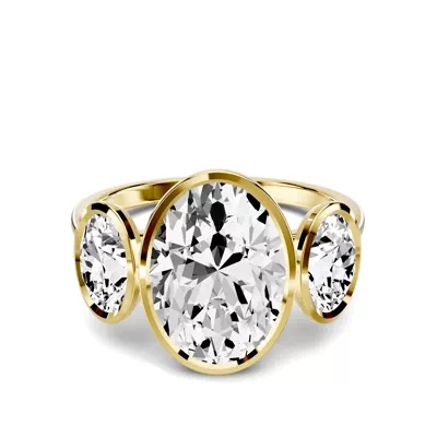 Montero Oval Bezel Three-Stone Lab Diamond Engagement Ring (1.00 ct. tw.)