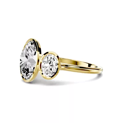 Montero Oval Bezel Three-Stone Lab Diamond Engagement Ring (1.00 ct. tw.)