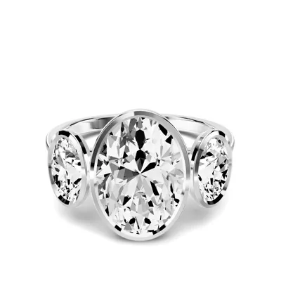 Montero Oval Bezel Three-Stone Lab Diamond Engagement Ring (1.00 ct. tw.)