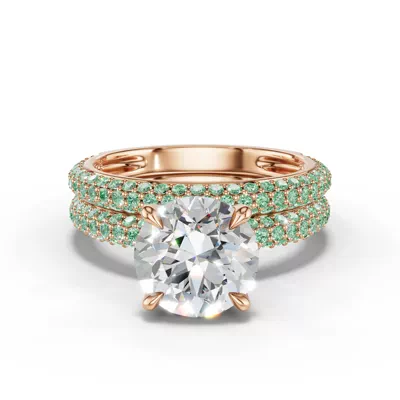 Selora Fancy Green Lab Diamond Rolled Pavé Band