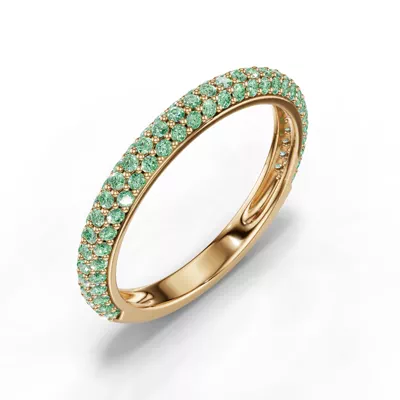 Selora Fancy Green Lab Diamond Rolled Pavé Band