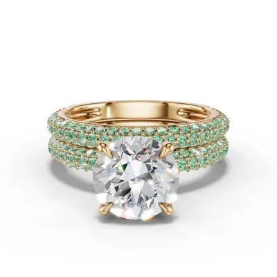 Selora Fancy Green Lab Diamond Rolled Pavé Band