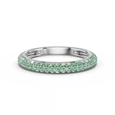 Selora Fancy Green Lab Diamond Rolled Pavé Band