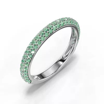 Selora Fancy Green Lab Diamond Rolled Pavé Band