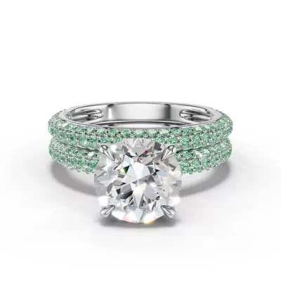 Selora Fancy Green Lab Diamond Rolled Pavé Band
