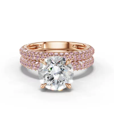 Selora Fancy Pink Lab Diamond Rolled Pavé Band