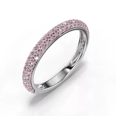 Selora Fancy Pink Lab Diamond Rolled Pavé Band