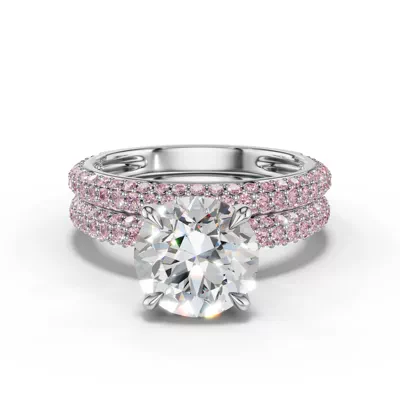 Selora Fancy Pink Lab Diamond Rolled Pavé Band