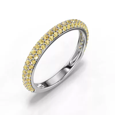 Selora Fancy Yellow Lab Diamond Rolled Pavé Band
