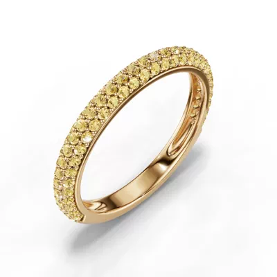 Selora Fancy Yellow Lab Diamond Rolled Pavé Band