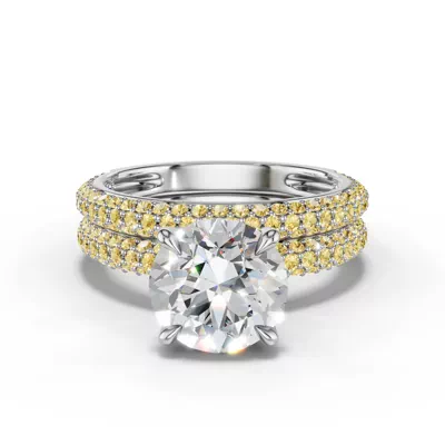 Selora Fancy Yellow Lab Diamond Rolled Pavé Band
